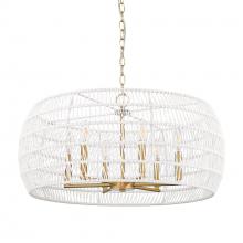  6808-6 MBG-WR - Ellie 6 Light Chandelier in Modern Brushed Gold with Bleached White Raphia Rope Shade